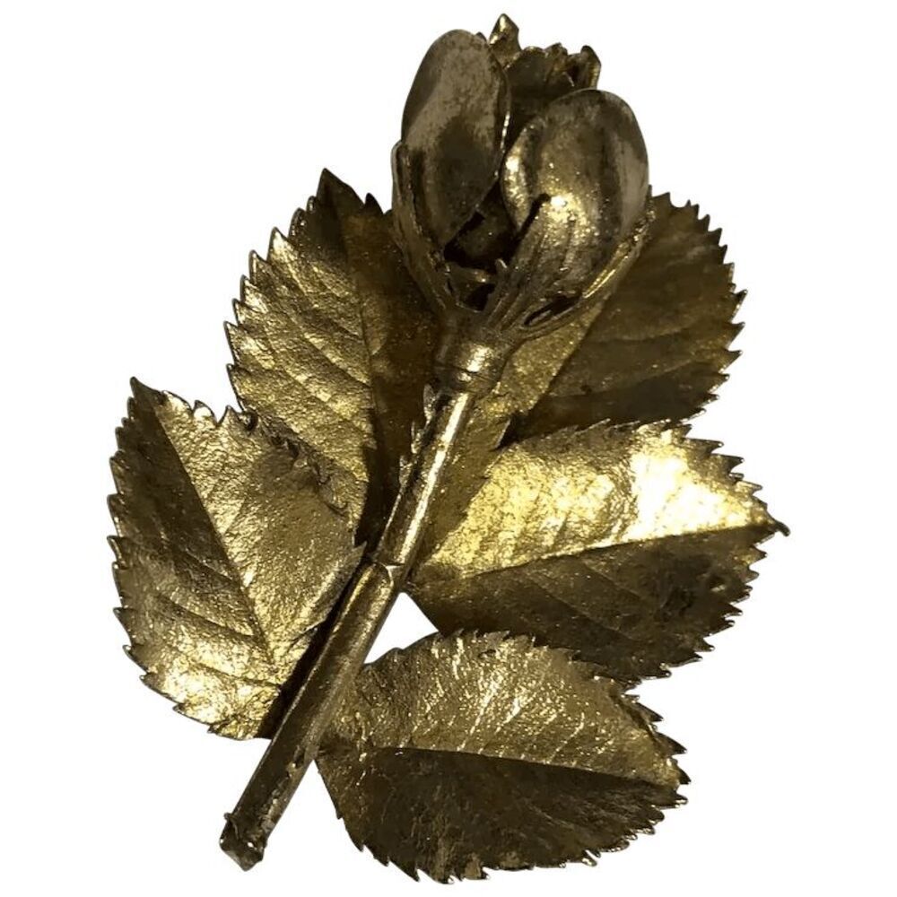 Beautiful Vintage gilded gold single rose brooch / pin